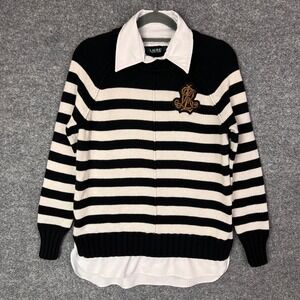 Lauren Ralph Lauren Layered Bullion-Patch Sweater Small  2-in-1 Layered Sweater